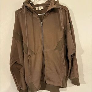 Brown Zip-Up Hoodie